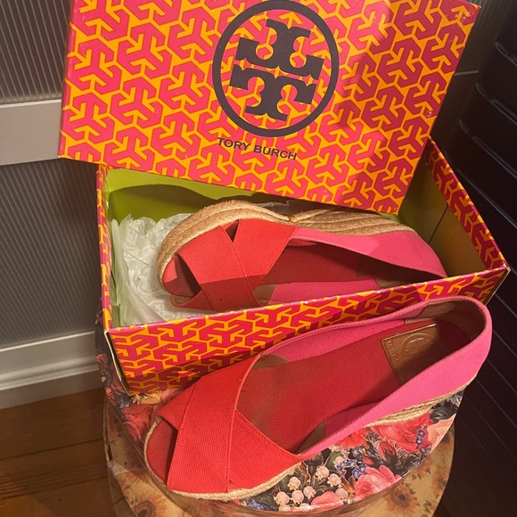 Tory Burch Pink & Red Espadrilles- size 9 - m7 - Picture 5 of 5